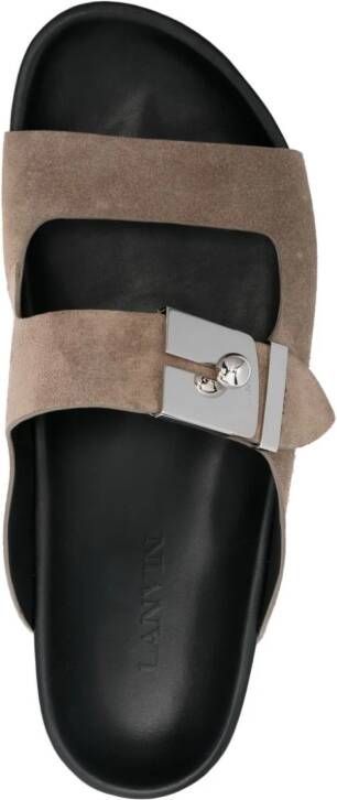 Lanvin logo-debossed leather sandals Brown