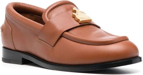 Lanvin logo-plaque leather loafers Brown