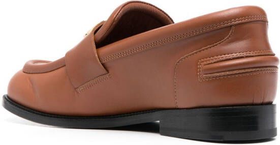 Lanvin logo-plaque leather loafers Brown