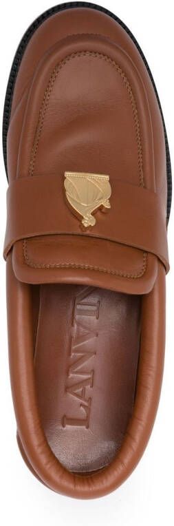 Lanvin logo-plaque leather loafers Brown