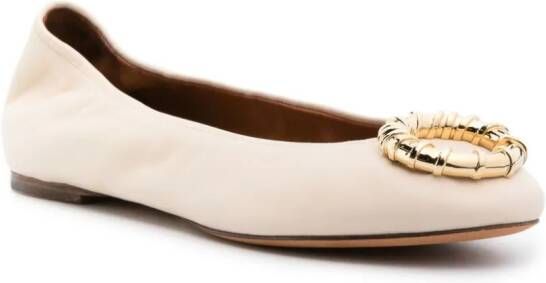 Lanvin Melodie leather ballerina shoes Neutrals