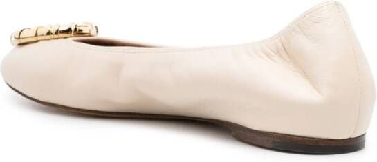Lanvin Melodie leather ballerina shoes Neutrals
