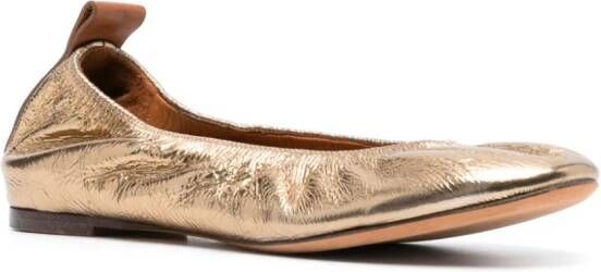Lanvin metallic leather ballerina shoes Gold