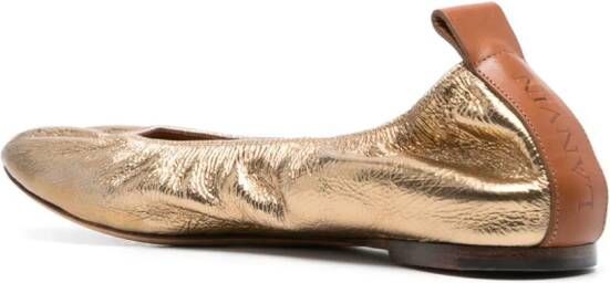 Lanvin metallic leather ballerina shoes Gold