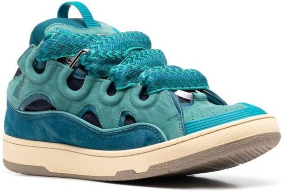 Lanvin panelled-detail lace-up sneakers Blue