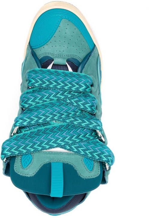 Lanvin panelled-detail lace-up sneakers Blue