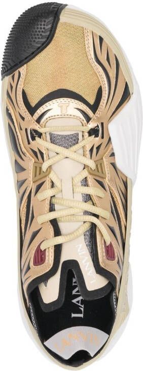 Lanvin panelled lace-up sneakers Gold