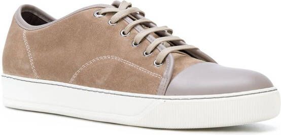 Lanvin panelled suede low-top sneakers Neutrals