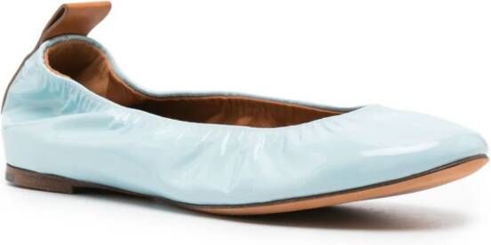 Lanvin patent leather ballerina shoes Blue