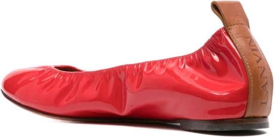 Lanvin patent leather ballerina shoes Red