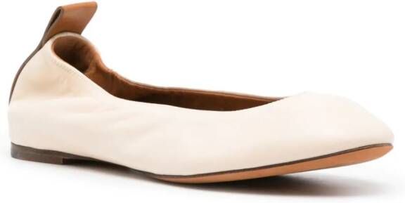 Lanvin round-toe leather ballerina shoes Neutrals