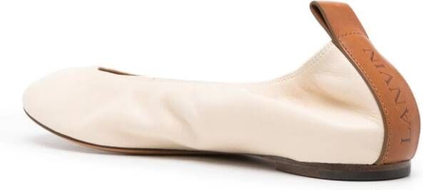 Lanvin round-toe leather ballerina shoes Neutrals