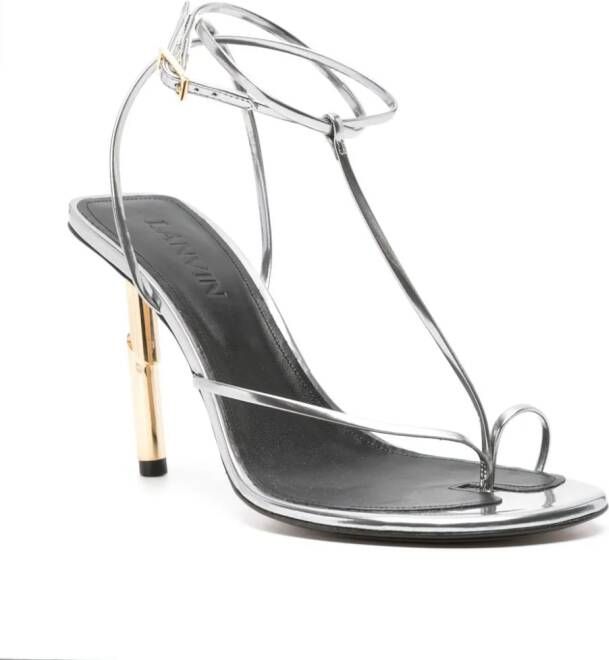 Lanvin Sequence 95mm metallic leather sandals Silver