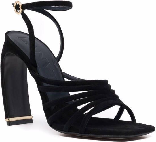 Lanvin square-toe suede heeled sandals Black