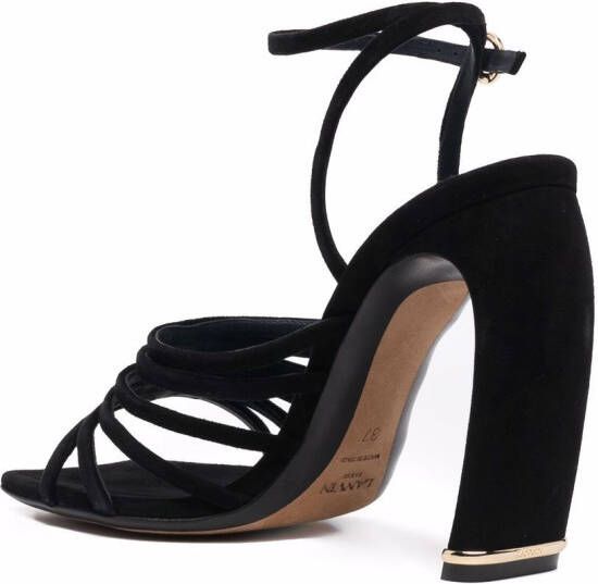 Lanvin square-toe suede heeled sandals Black