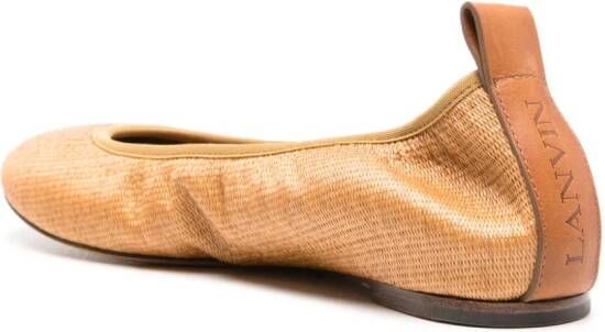 Lanvin woven-raffia ballerina shoes Brown