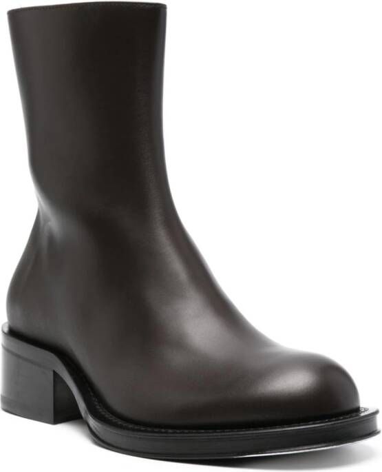 Lanvin zip-fastening leather ankle boots Brown