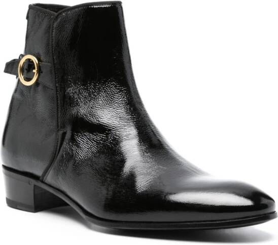 Lardini crinkled leather boots Black