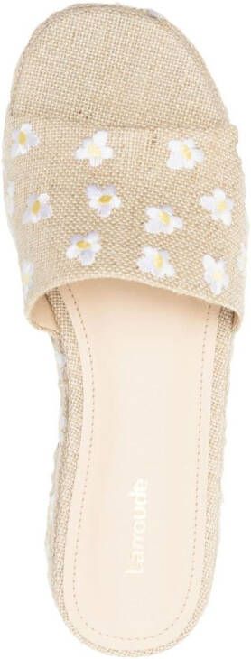 Larroude floral-embroidered 45mm mules Neutrals