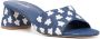 Larroude floral-embroidered 50mm leather mules Blue - Thumbnail 2
