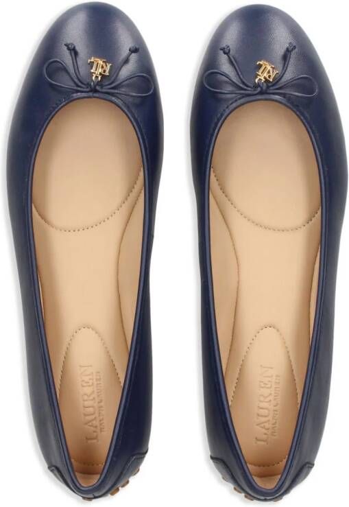 Lauren Ralph Lauren bow-detail leather ballerina shoes Blue