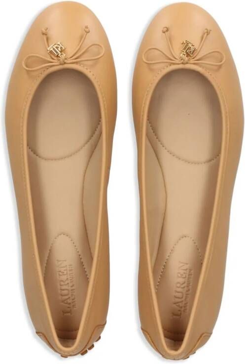 Lauren Ralph Lauren bow-detail leather ballerina shoes Neutrals