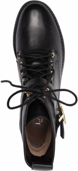 Lauren Ralph Lauren Burnished logo-plaque lace-up leather boots Black