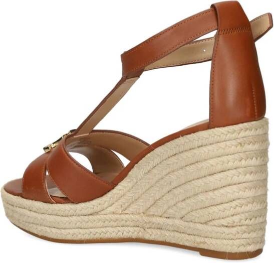 Lauren Ralph Lauren logo-appliqué wedge sandals Brown