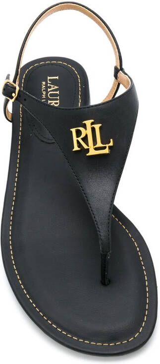 Lauren Ralph Lauren logo plaque flat sandals Black