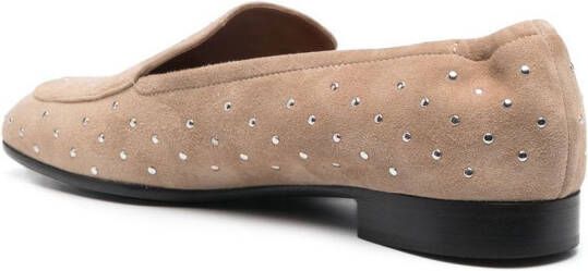 Laurence Dacade rhinestone-embellished suede loafers Neutrals