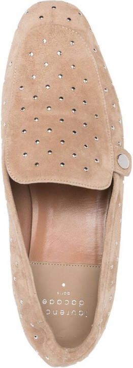 Laurence Dacade rhinestone-embellished suede loafers Neutrals