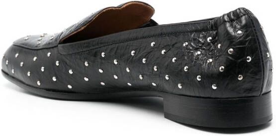 Laurence Dacade stud-embellished creased leather loafers Black