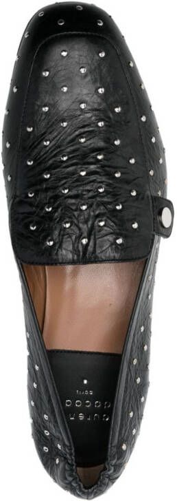 Laurence Dacade stud-embellished creased leather loafers Black