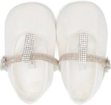 Le Bebé Enfant rhinestone-embellished ballerina shoes White