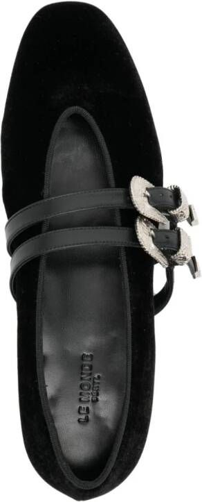 Le Monde Beryl Claudia belted velvet slippers Black