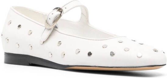 Le Monde Beryl Mary Jane studded ballerina shoes White