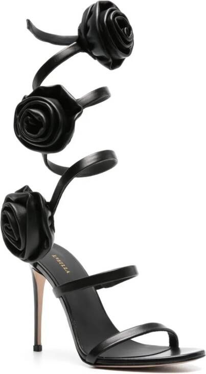 Le Silla 110mm Rose spiral sandals Black