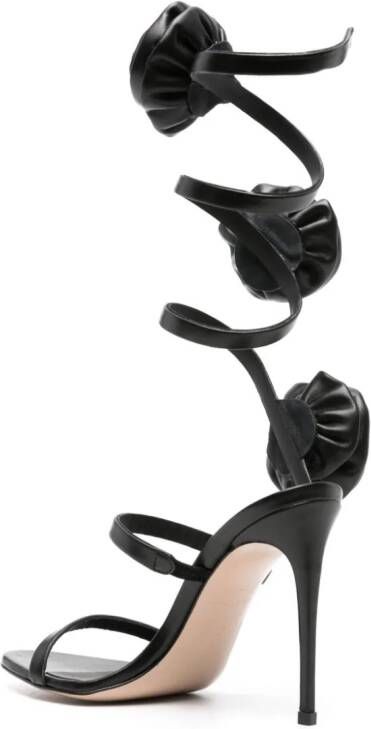 Le Silla 110mm Rose spiral sandals Black