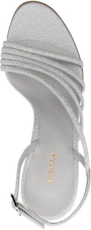 Le Silla 115mm metallic leather sandals Silver