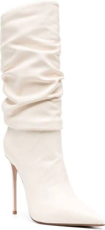 Le Silla 120mm ruched leather boots White