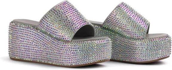 Le Silla Aiko 80mm crystal mules Silver