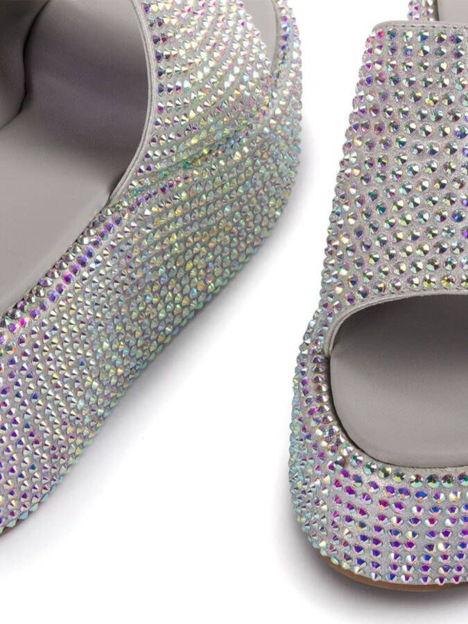 Le Silla Aiko 80mm crystal mules Silver
