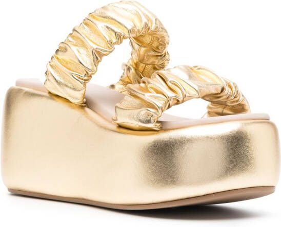 Le Silla Aiko ruched metallic mules Gold