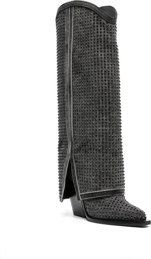 Le Silla Andy 100mm crystal-embellished boots Black