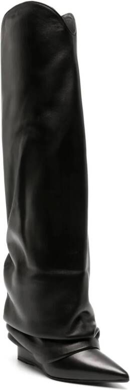 Le Silla Andy 120mm folded-effect leather boots Black