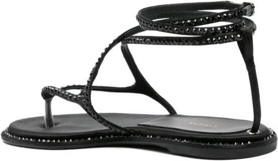 Le Silla Belen crystal-embellished flat sandals Black