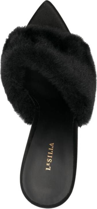 Le Silla Bella 105mm faux-fur mules Black