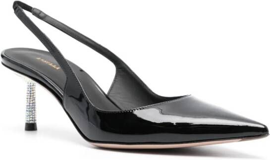 Le Silla Bella 45mm patent-finish leather slingback pumps Black