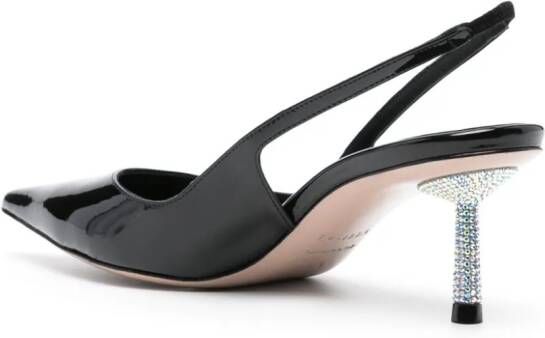 Le Silla Bella 45mm patent-finish leather slingback pumps Black