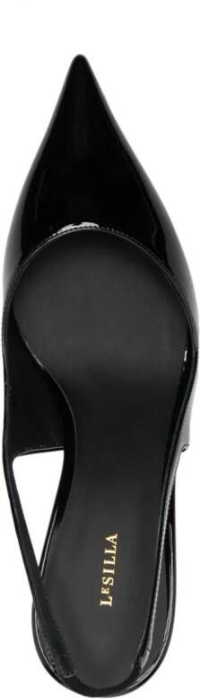 Le Silla Bella 45mm patent-finish leather slingback pumps Black